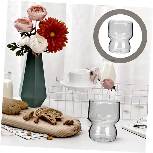 4'lü Borosilkat Cam Çift Katmanlı Şık Su Bardağı 300ml