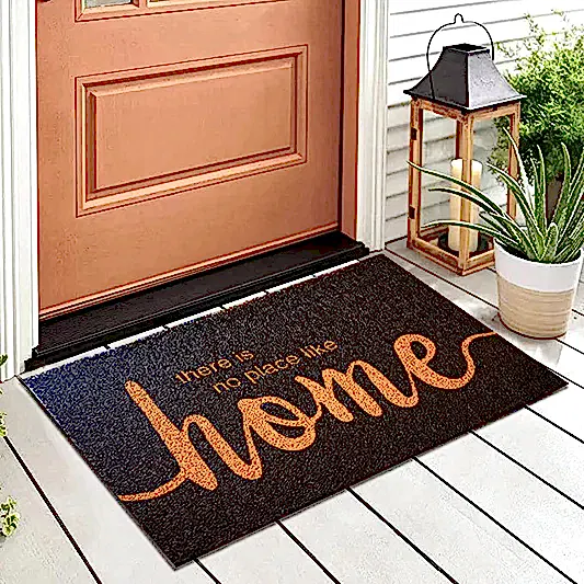 There is No Place Like Home Yazılı 45x80 Cm Kapı Paspası Siyah