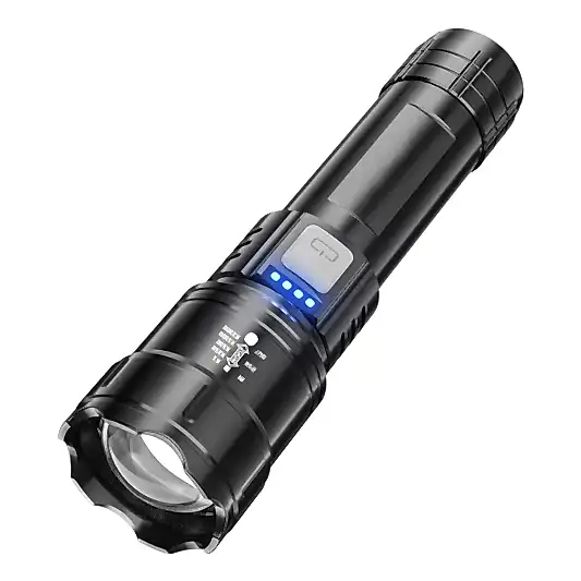 USB Şarjlı 3 Modlu Yakınlaştırılabilir LED El Feneri Siyah