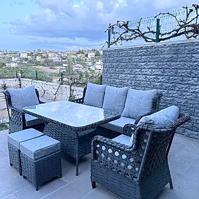 Rosa Rattan 3 lü Oturma Grubu 8 Parça Antrasit