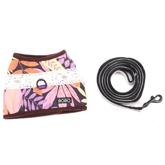 Desenli Köpek Gögüs Tasması Pembe